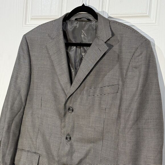 Pronto Moda Men Wool Cashmere Lana Lux Sports Coat Sz 44R Black Grey - Picture 2 of 12